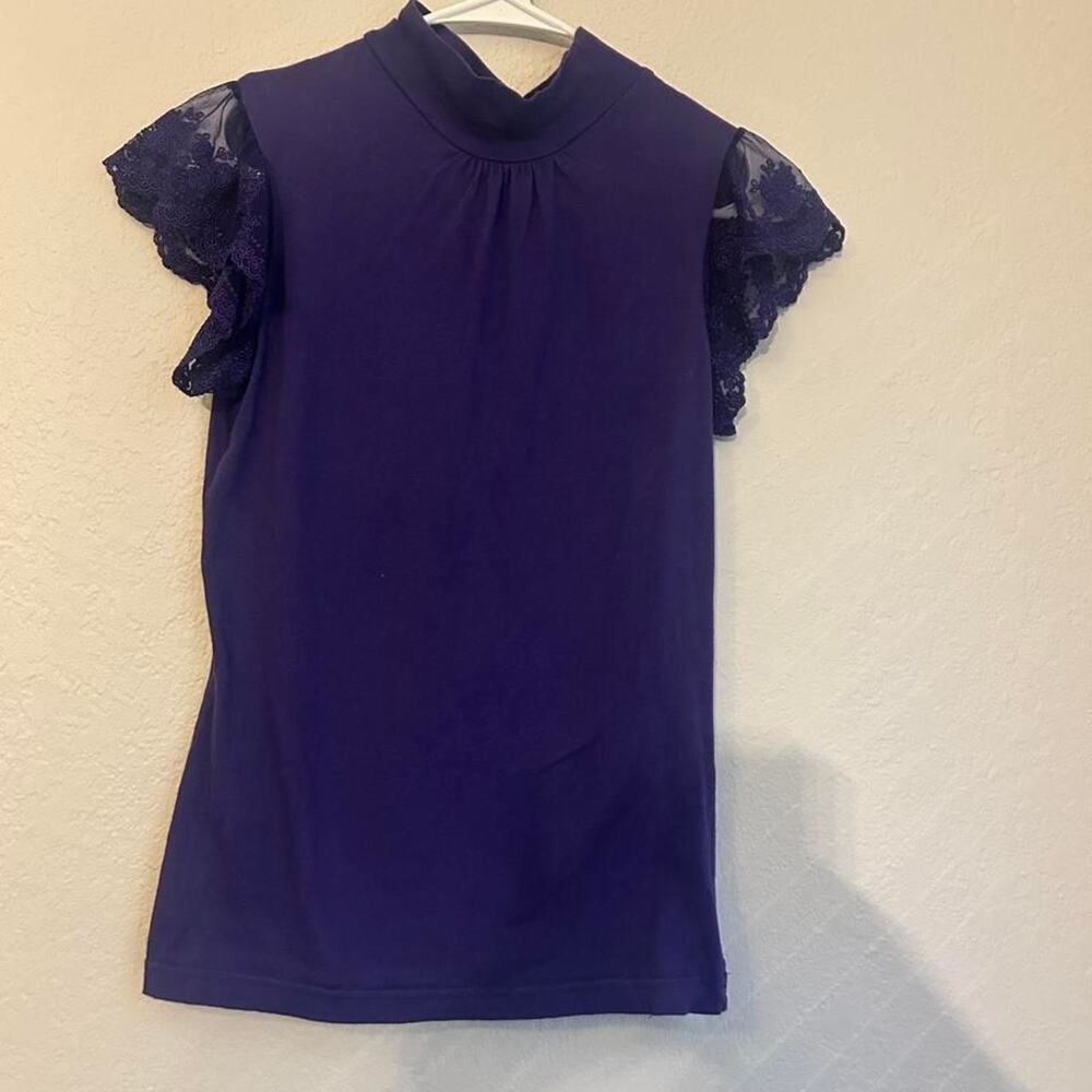 Purple lace blouse with ruffled